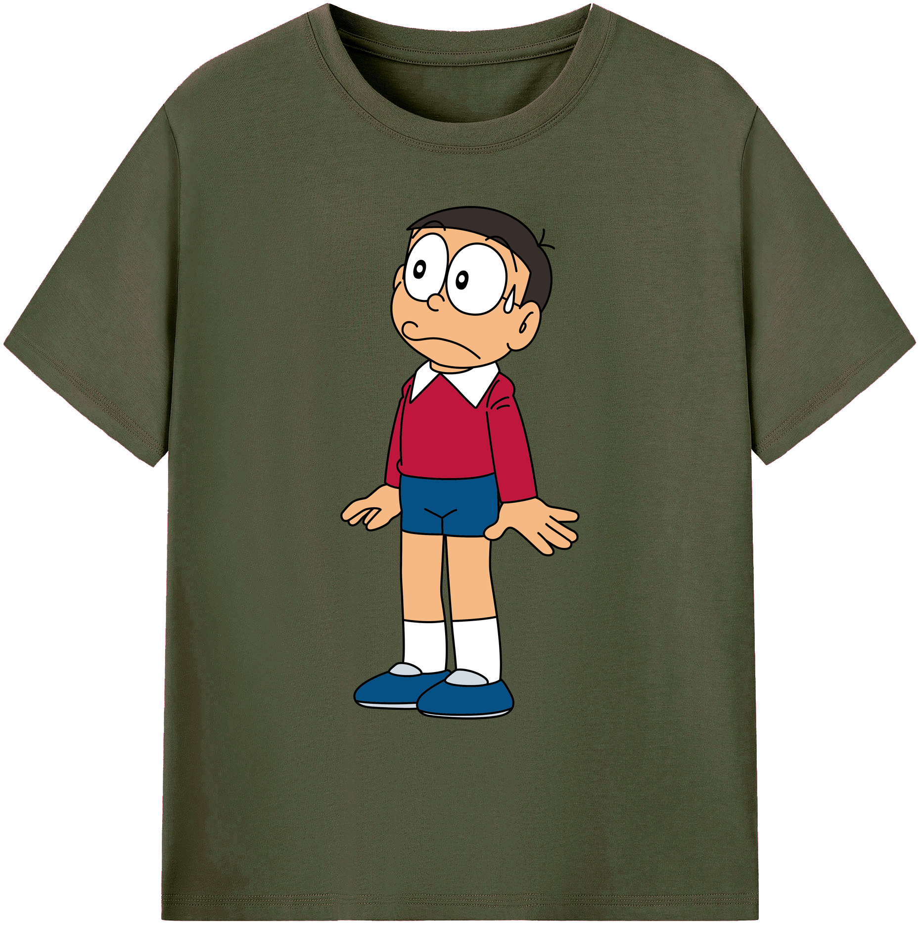 （画像用） ドラえもん 野比 のび太 Doraemon Nobita Nobi 綿100％ メンズ半袖Tシャツ｜肌触りやわらか＆通気性